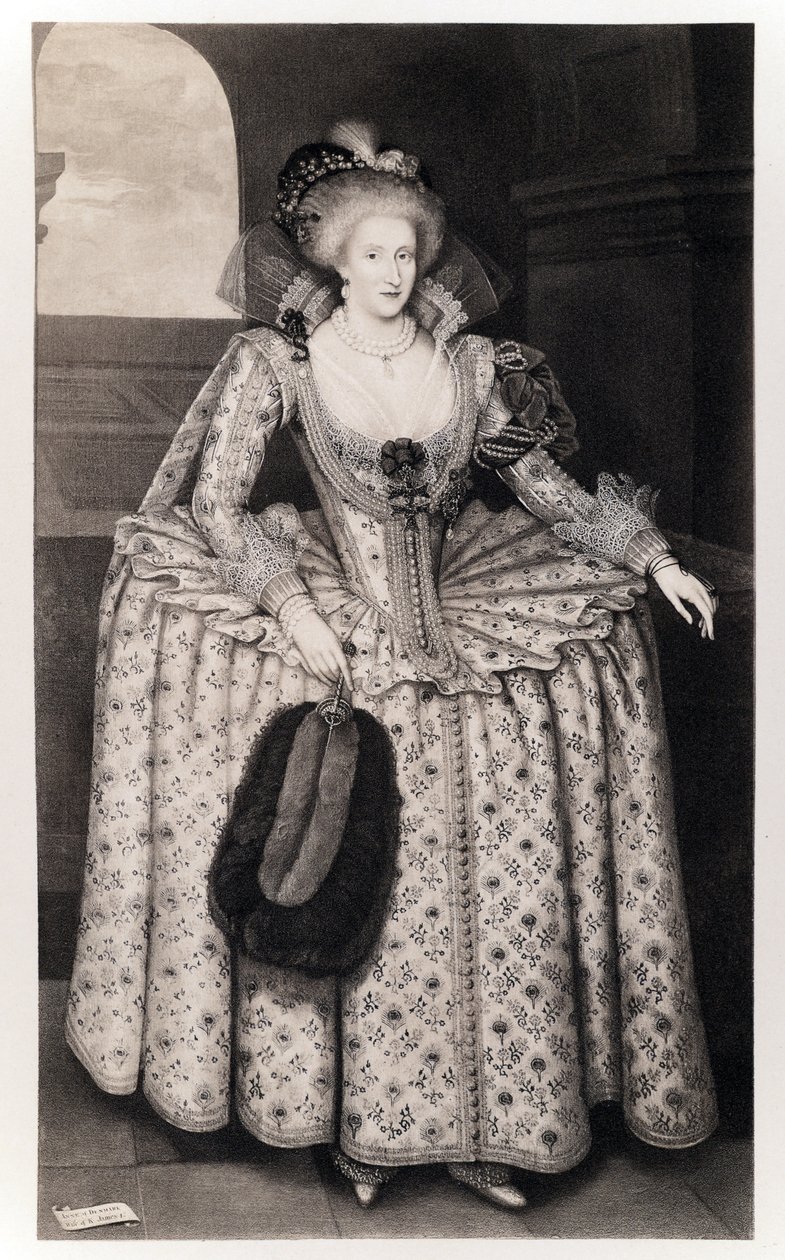 Królowa Anna duńska (1574-1619) z „Jakuba I i VI”, wydrukowana przez Manzi Joyant und Co. Paris, 1904 (kolotyp) autorstwa Paul van Somer