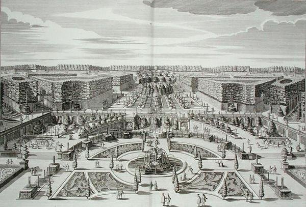 Wielka Kaskada Pałacu i Ogrodów Książęcej Rozkoszy, Berlin, rycina Karla Remsharda (1678-1735), opublikowana ok. 1711-16 (rycina) autorstwa Paul Decker