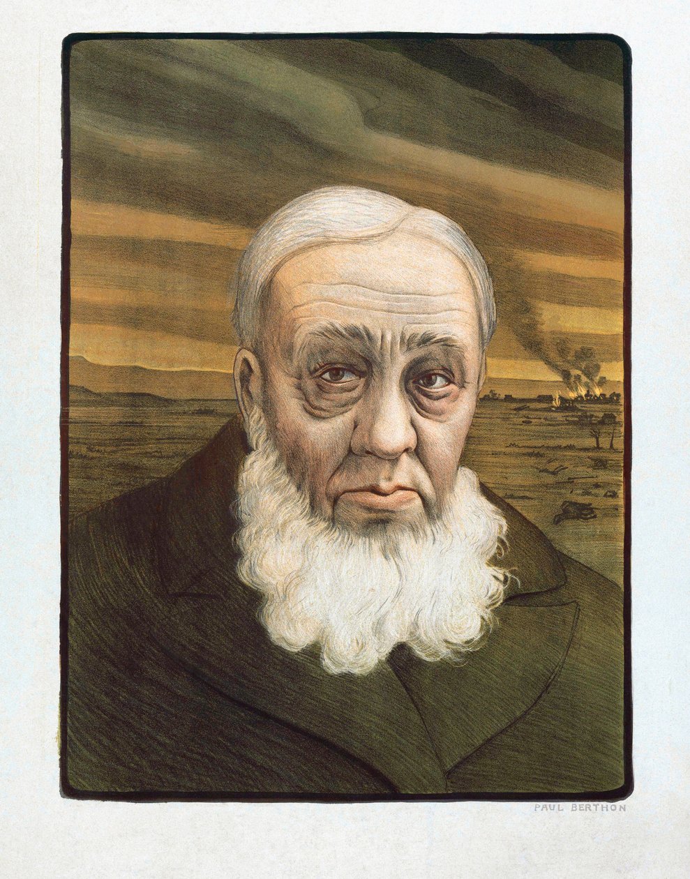 Portret Paula Krugera (1825-1904) (grafika) autorstwa Paul (after) Berthon