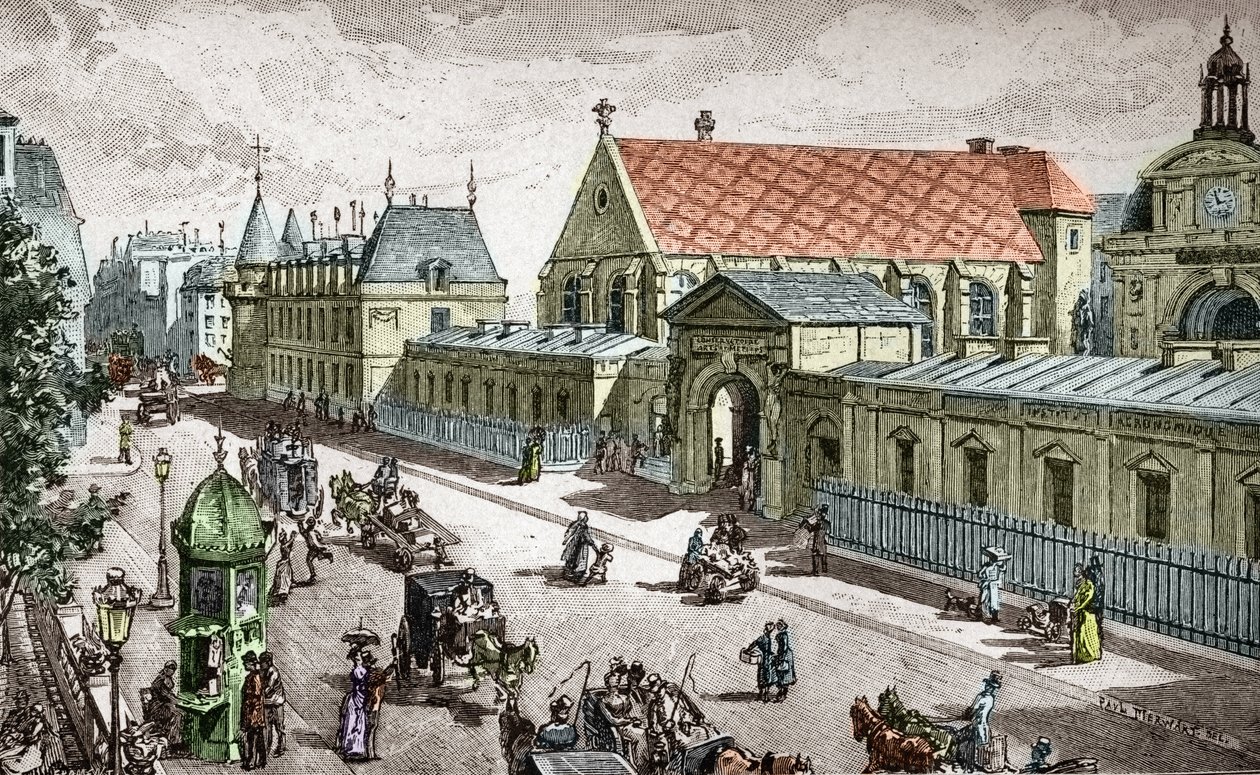 Vue du Conservatoire des Arts et metiers (Cnam) a Paris, rue saint Martin a Paris - (Widok na Konserwatorium Sztuki i Rzemiosła w Paryżu) Grawerowane przez Alexisa Martina autorstwa Paul (after) Merwart