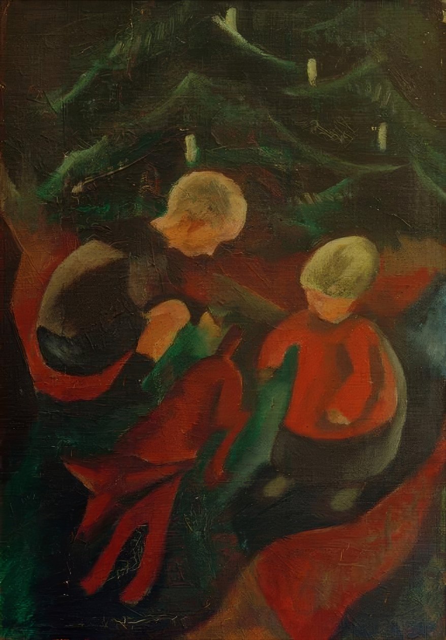 Dwoje dzieci pod choinką autorstwa Paul Adolf Seehaus