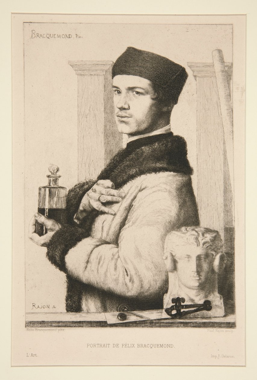 Portret Felixa Bracquemonda autorstwa Paul Adolphe Rajon