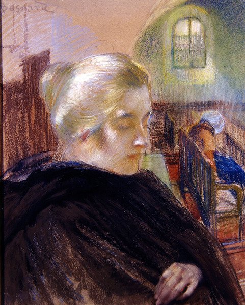 Portret Madame Besnard (pastel na papierze) autorstwa Paul Albert (attr. to) Besnard
