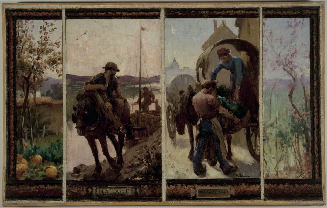 Szkic ratusza w Saint-Maur-des-Fossés: Halage - ogrodnictwo targowe autorstwa Paul Albert Baudouin