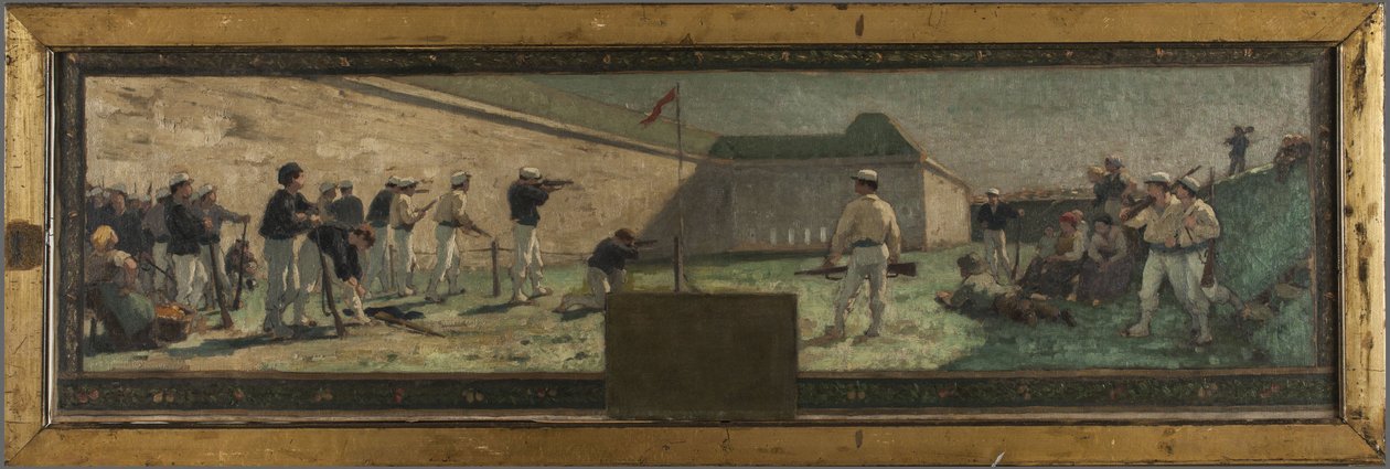 Szkic ratusza w Arcueil-Cachan: Le Tir, w 1888 r. (olej na płótnie) autorstwa Paul Albert Baudouin