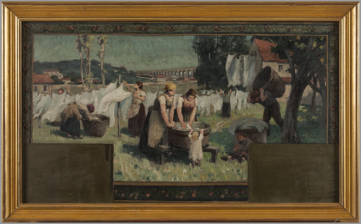 Szkic ratusza w Arcueil-Cachan: Les Blanchisseuses autorstwa Paul Albert Baudouin