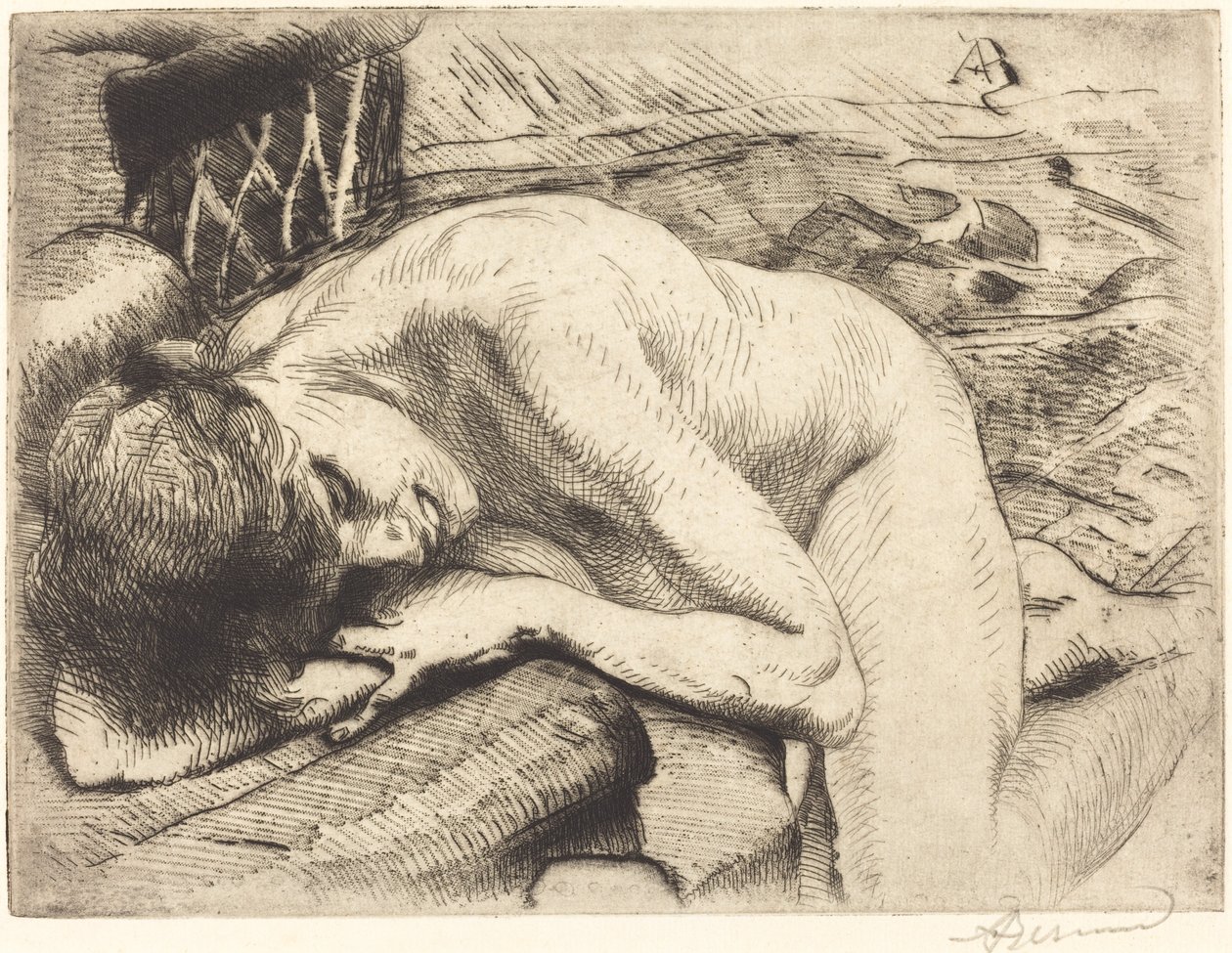 Model śpi na podłodze Modelka śpi na podłodze, 1885. autorstwa Paul Albert Besnard