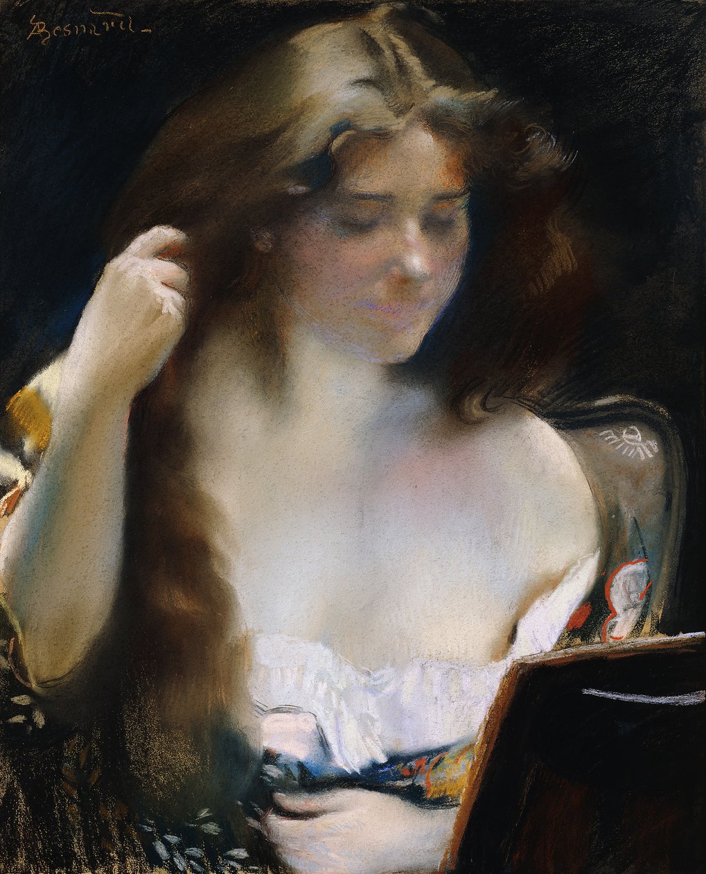 Młoda kobieta przy jej Toalecie; Młoda kobieta przy toalecie, autorstwa Paul Albert Besnard
