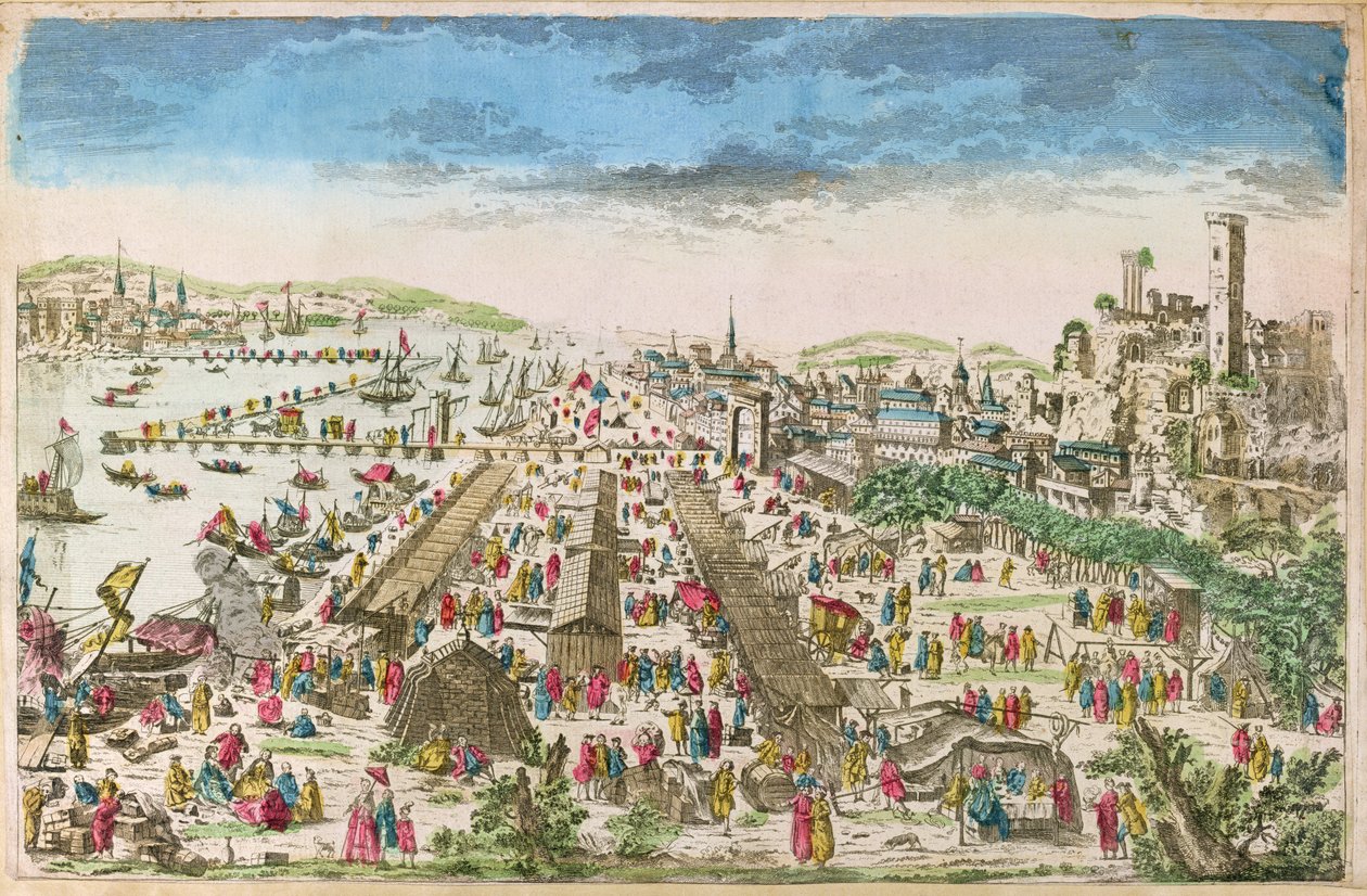 Jarmark Beaucaire i widok na Tarascon autorstwa Paul André Basset