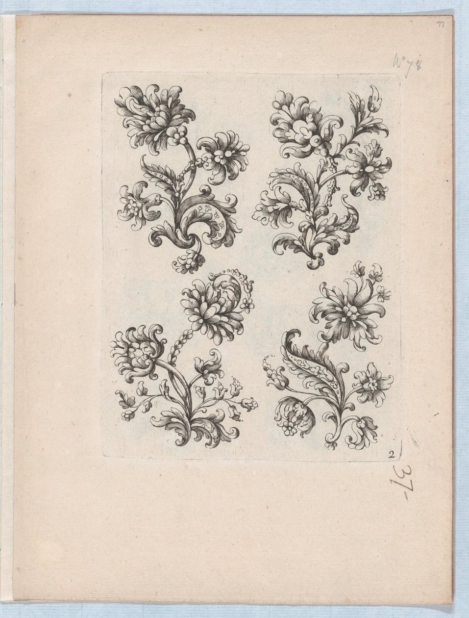 Seria Małych Motywów Kwiatowych, Talerz 2, ca. 1670-85., ok. 1670-85. 1670-85. autorstwa Paul Androuet Du Cerceau
