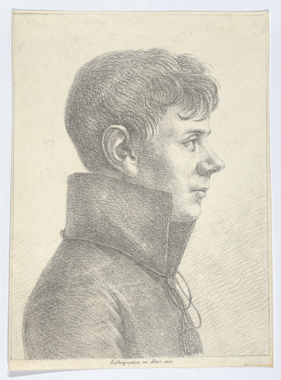Portret młodego mężczyzny z profilu, 1808., 1808. autorstwa Paul Anton Skerl