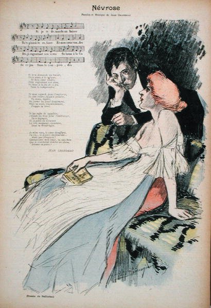Nerwica, ilustracja do wiersza Jeana Grandeau, ok.1896 (kolor lito) autorstwa Paul Balluriau