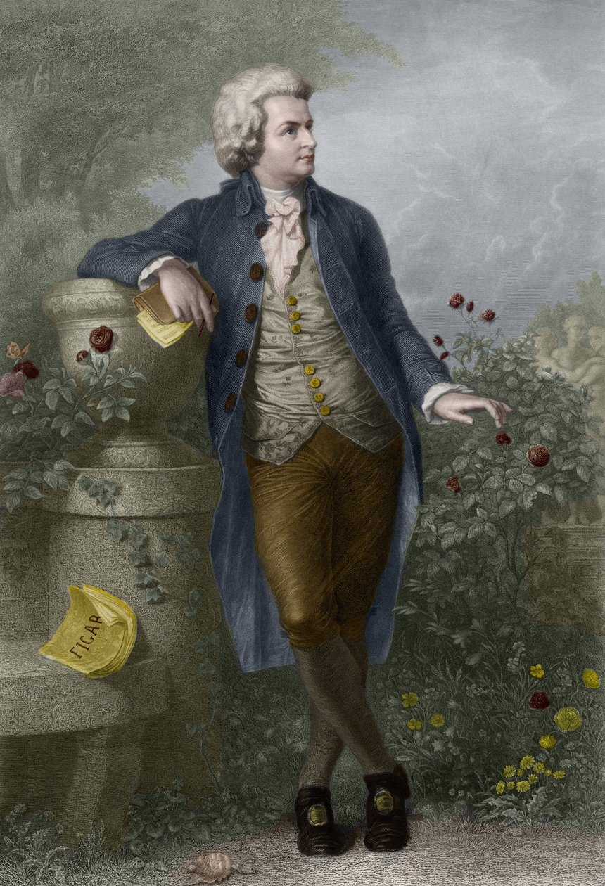 Portret Wolfganga Amadeusza Mozarta (1756-1791) w Salzburgu. Grawerowane przez Paula Barfusa (1823-1895). autorstwa Paul Barfus