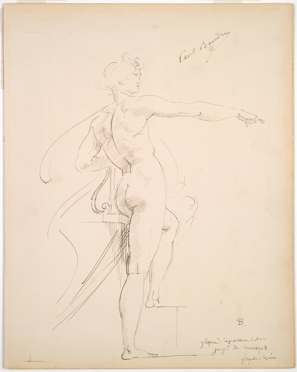 Studium Apolla dla Marsyas recto, Face in Profile verso, koniec lat 60. XIX wieku. autorstwa Paul Baudry