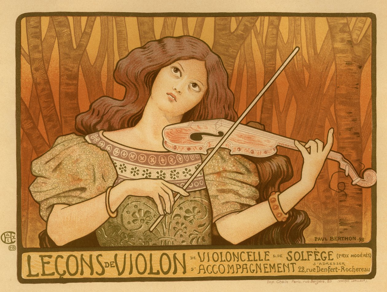 Plakat lekcji skrzypiec, 1898 autorstwa Paul Berthon