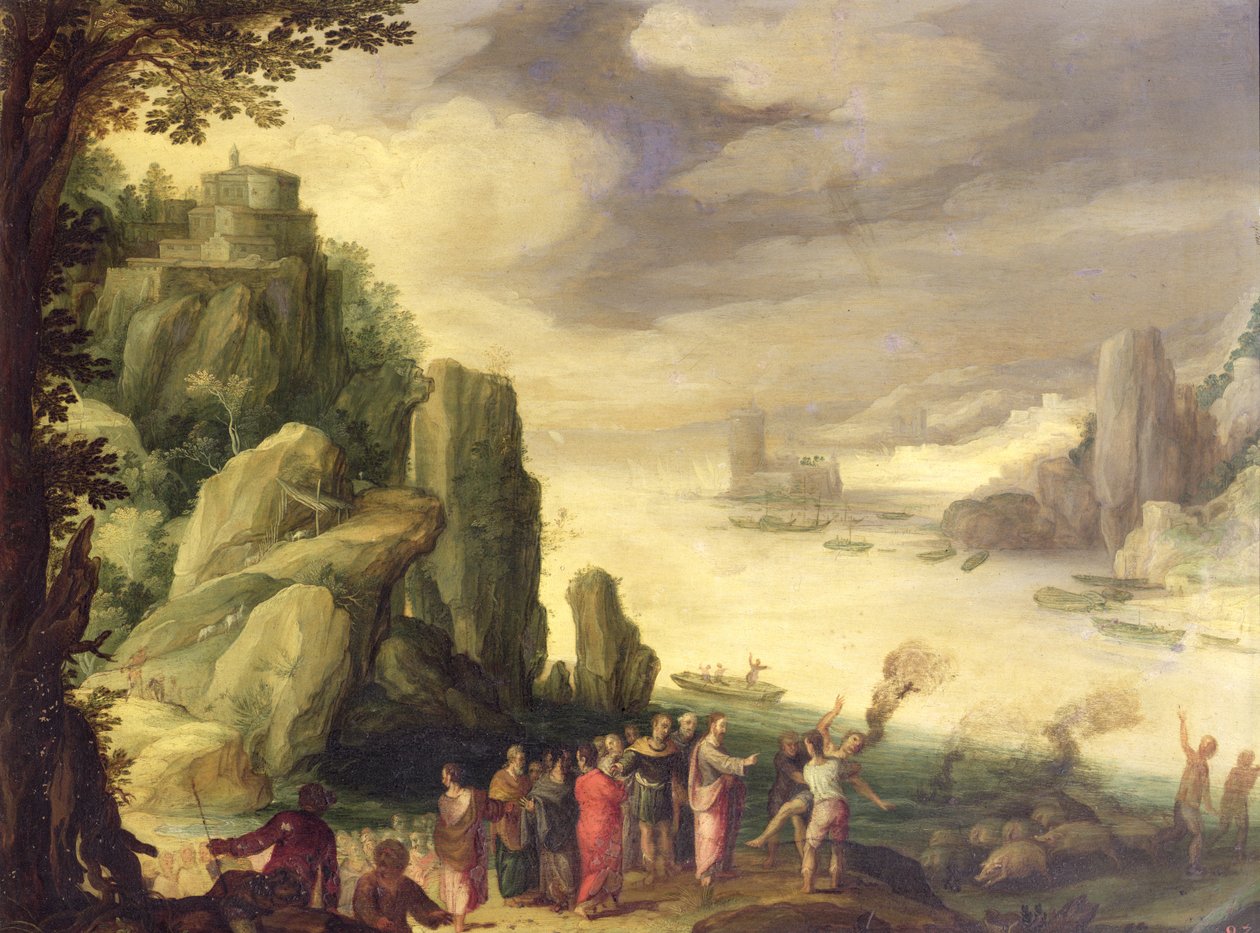 Chrystus wypędzający diabły (olej na miedzi) autorstwa Paul Bril