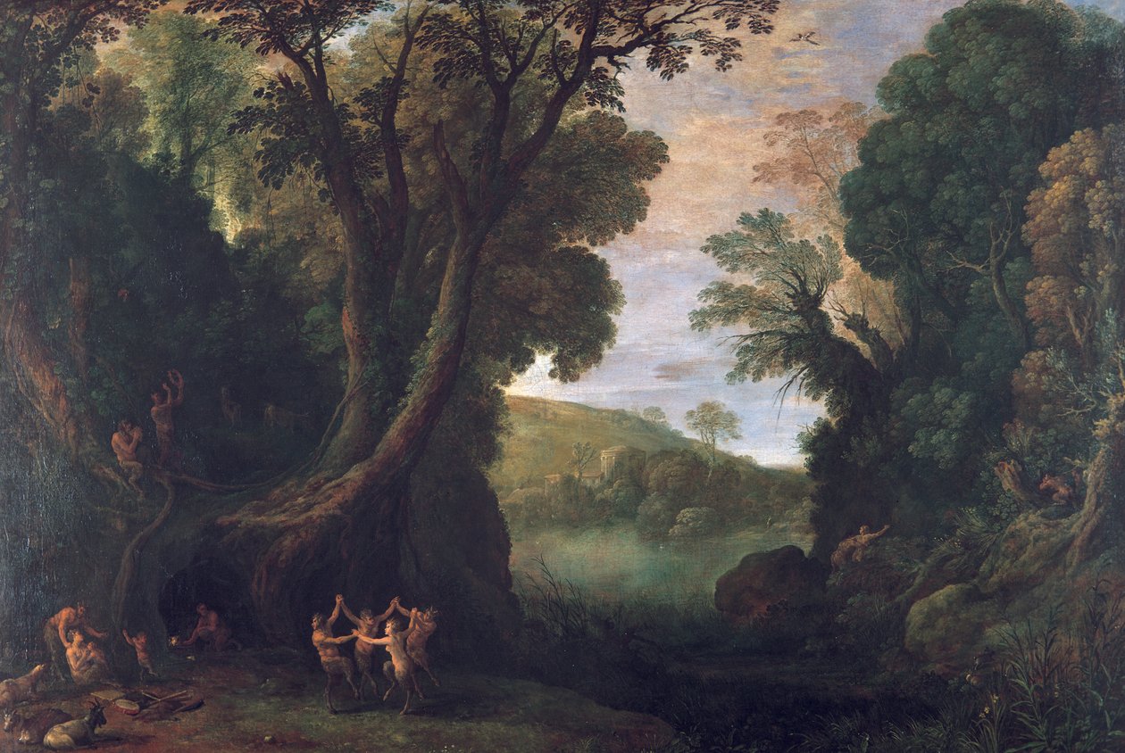 Krajobraz z satyrami i krajobraz mitologiczny autorstwa Paul Bril