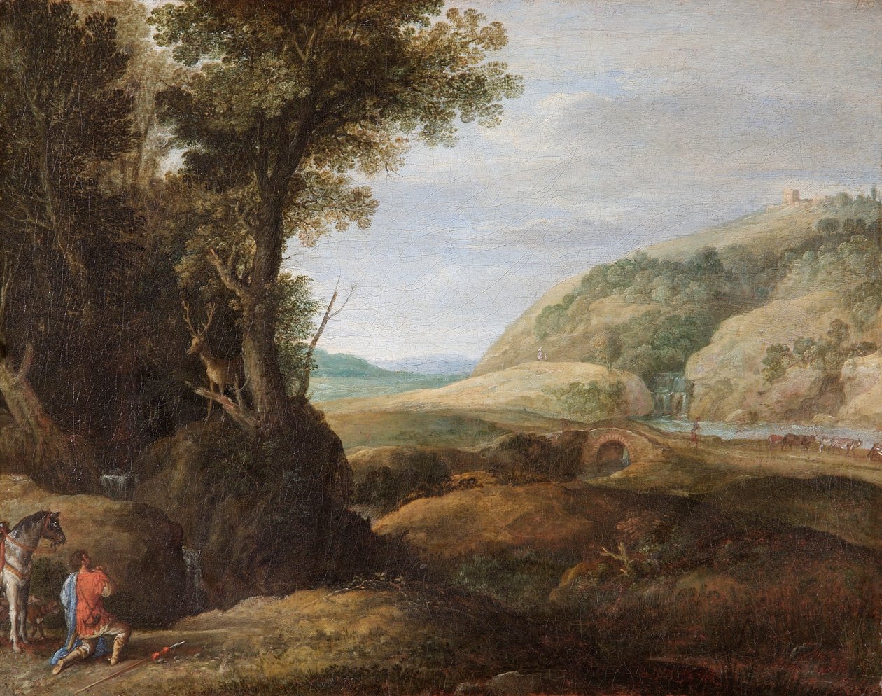 Krajobraz ze św. Hubertem i jeleniem, ok. 1615 r. (olej na płótnie) autorstwa Paul Brill or Bril
