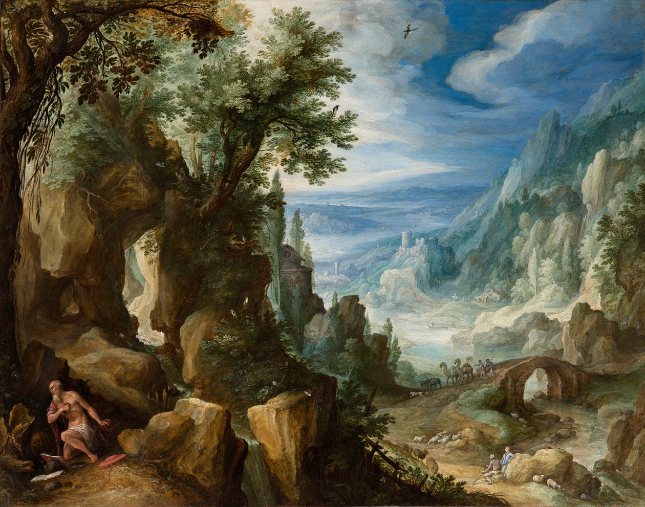Pejzaż górski ze św. Hieronima, 1592 (olej na miedzi na desce) autorstwa Paul Bril