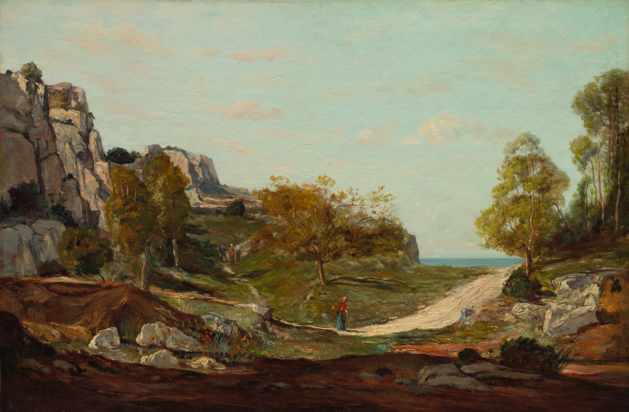 Krajobraz w Saint-André, w pobliżu Marsylii, c. 1865. autorstwa Paul Camille Guigou