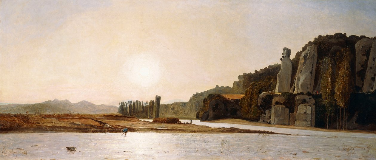 Wschód słońca nad brzegami Durance w Mirabeau, 1865 autorstwa Paul Camille Guigou