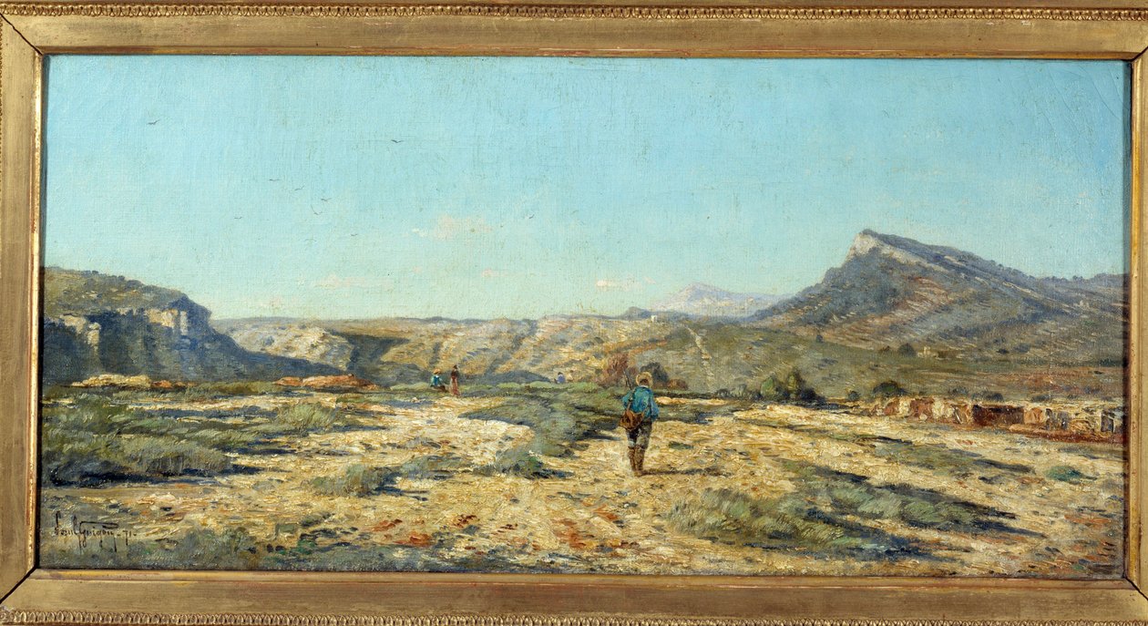 Wzgórza Allauch Piechur w krajobrazie Prowansji. Obraz Paula Camille Guigou (1834-1871) autorstwa Paul Camille Guigou