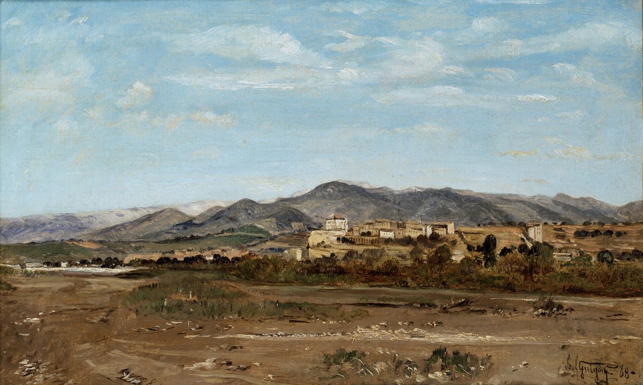 Wioska Lauris, w Vaucluse, na brzegu rzeki Durance, 1868 r. autorstwa Paul Camille Guigou