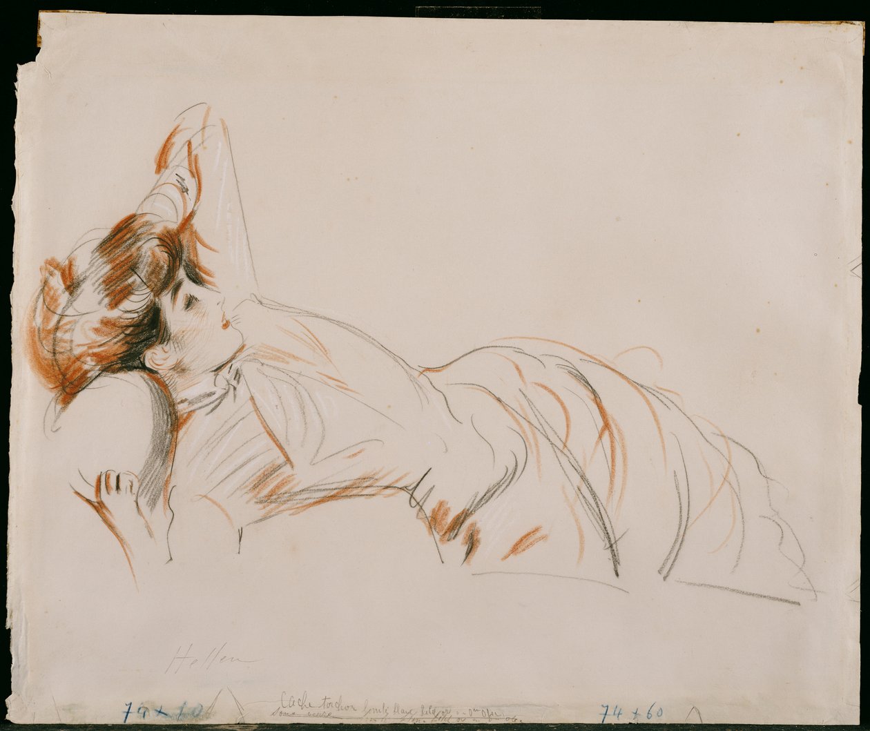Elegancka kobieta leżąca autorstwa Paul Cesar Helleu