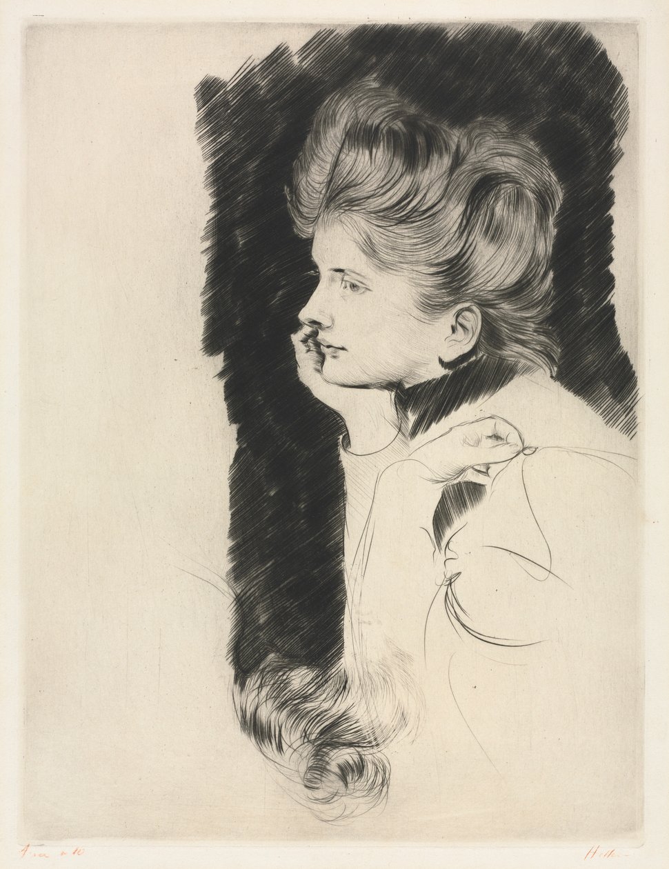 Głowa kobiety. autorstwa Paul Cesar Helleu