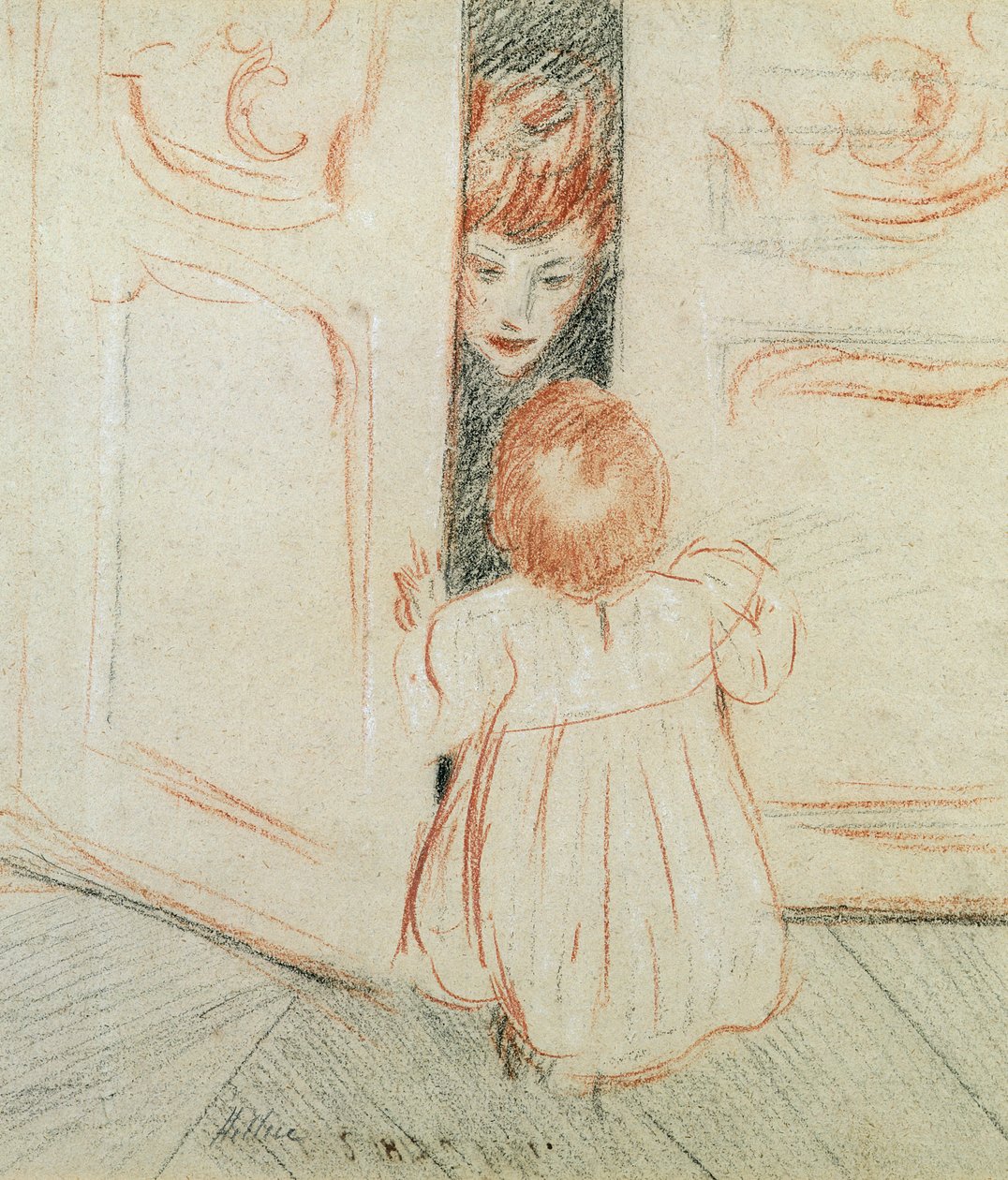 Hide and Seek (kolorowa kredka na papierze) autorstwa Paul Cesar Helleu