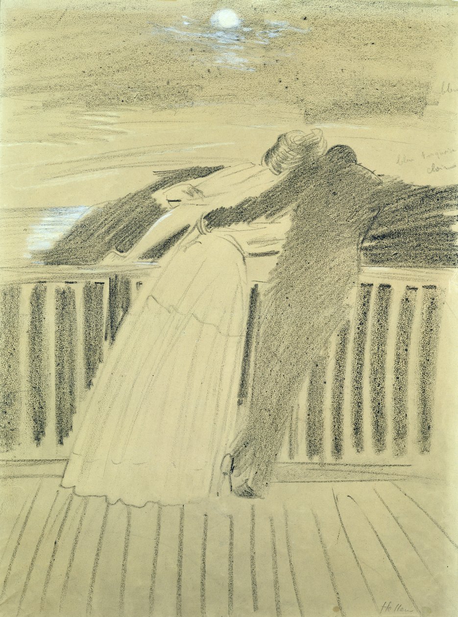 Jeanne Hugo i Jean Charcot w Hauteville House, Guernsey (pastel na papierze) autorstwa Paul Cesar Helleu