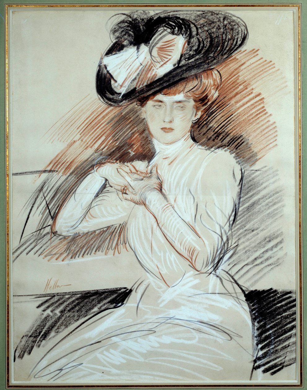 Pani Helleu. Rysunek Paul Helleu (1859-1927), XX wiek. Bayonne, Muzeum Bonnat autorstwa Paul Cesar Helleu
