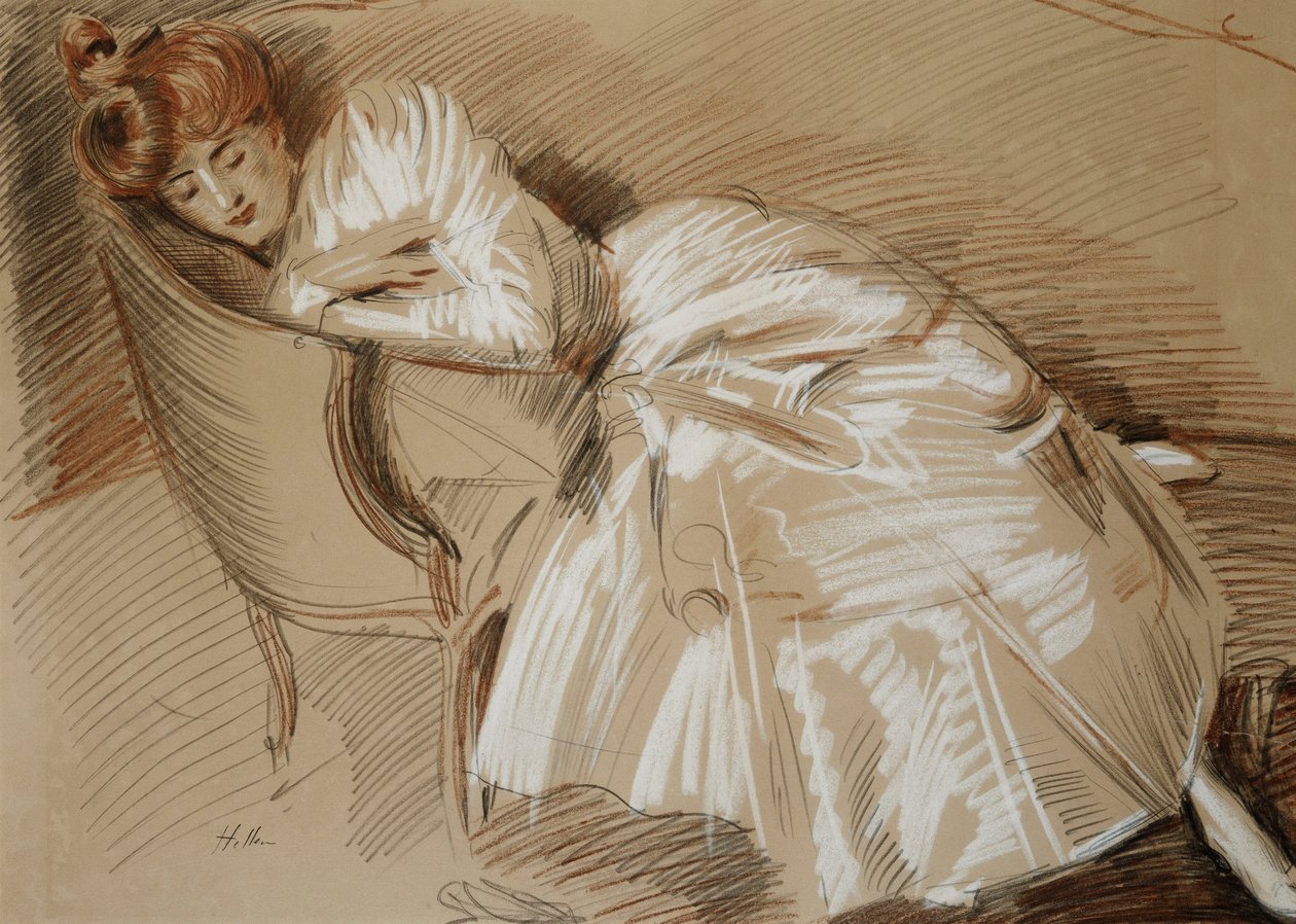 Madame Helleu leżąca na szezlongu, autorstwa Paul Cesar Helleu