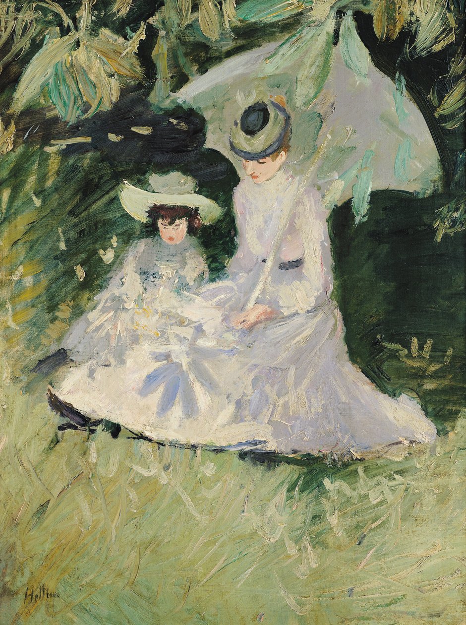 Madame Helleu i jej córka w zamku Boudran autorstwa Paul Cesar Helleu
