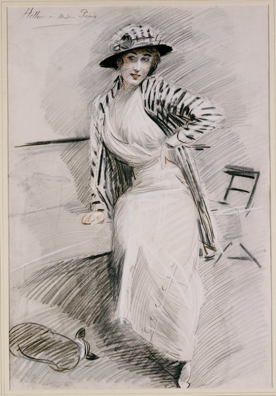 Madame Paris siedząca na ławce autorstwa Paul Cesar Helleu