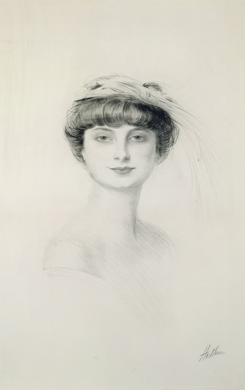 Portret Anny de Noailles (1876-1933) (sucha igła na papierze) autorstwa Paul Cesar Helleu