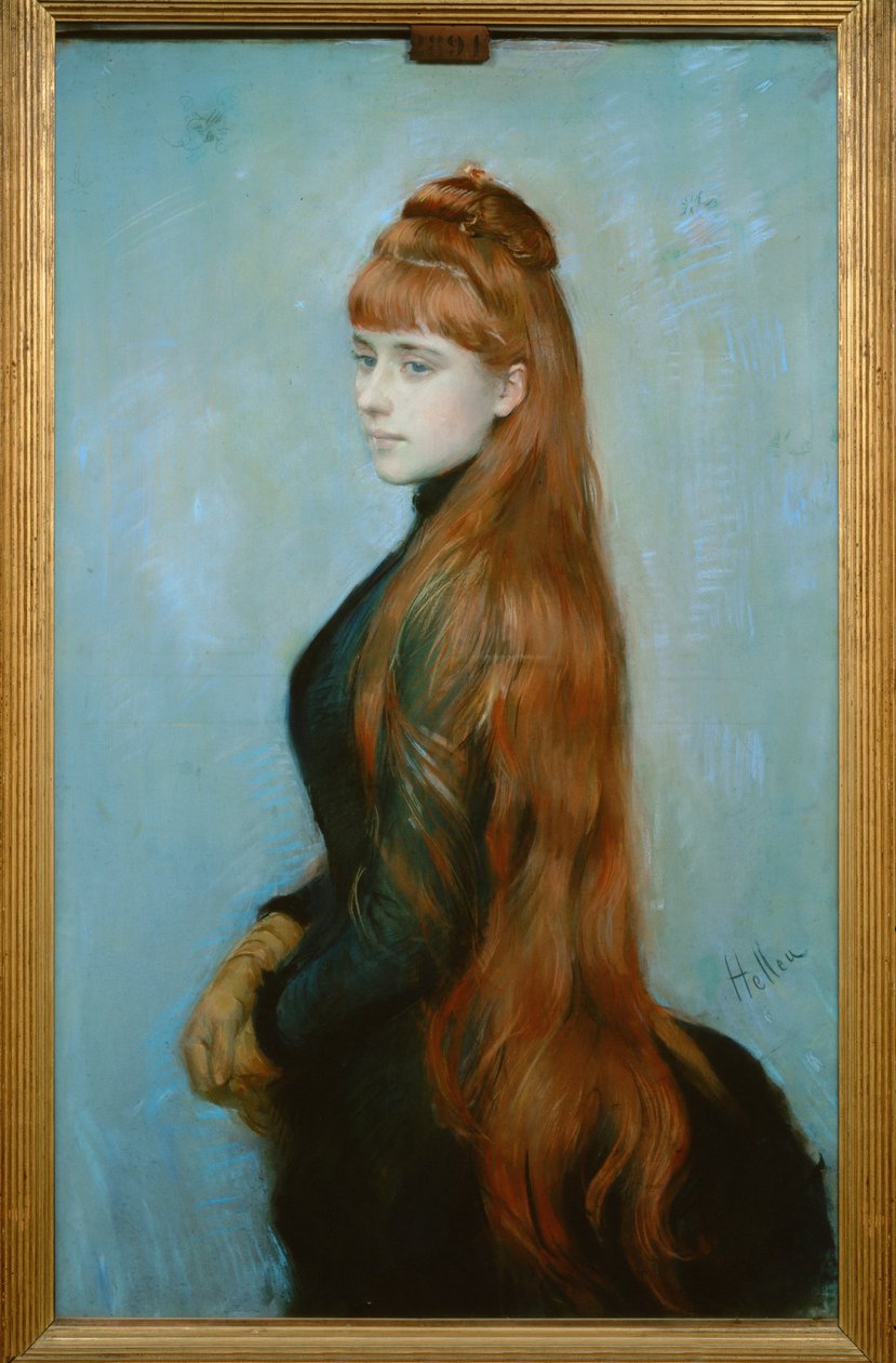 Portret Mademoiselle Alice Louis-Guerin. Pastel autorstwa Paul Cesar Helleu