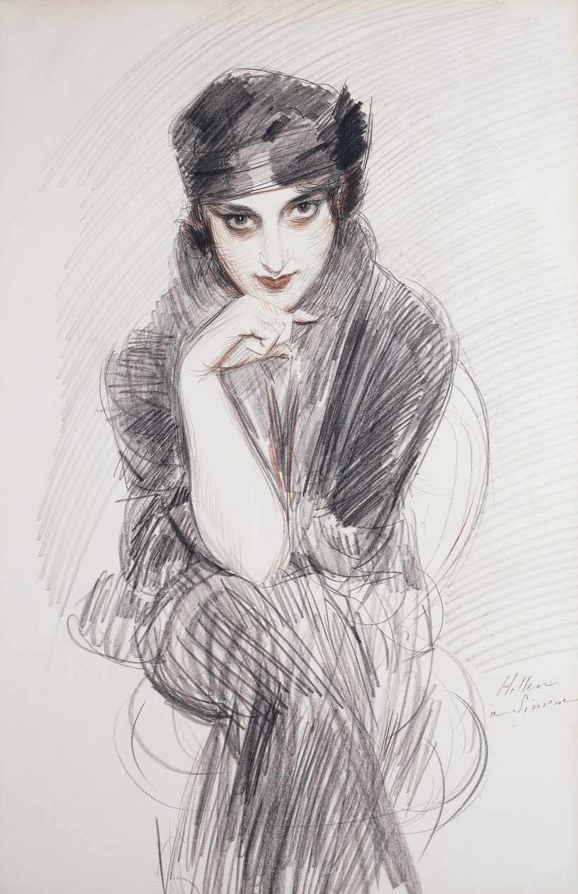 Portret damy, prawdopodobnie pani Van Cleef autorstwa Paul Cesar Helleu