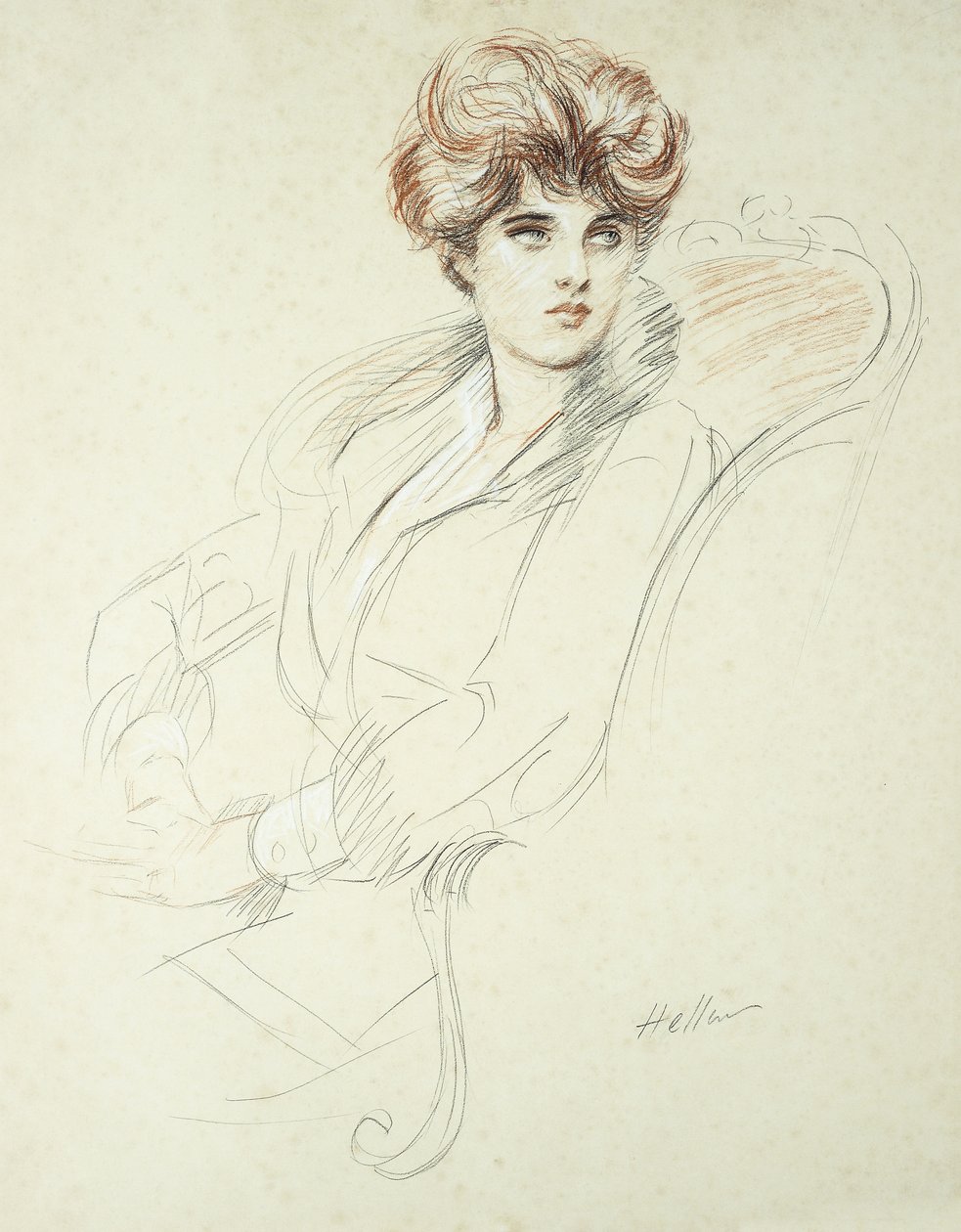 Portret damy siedzącej, autorstwa Paul Cesar Helleu