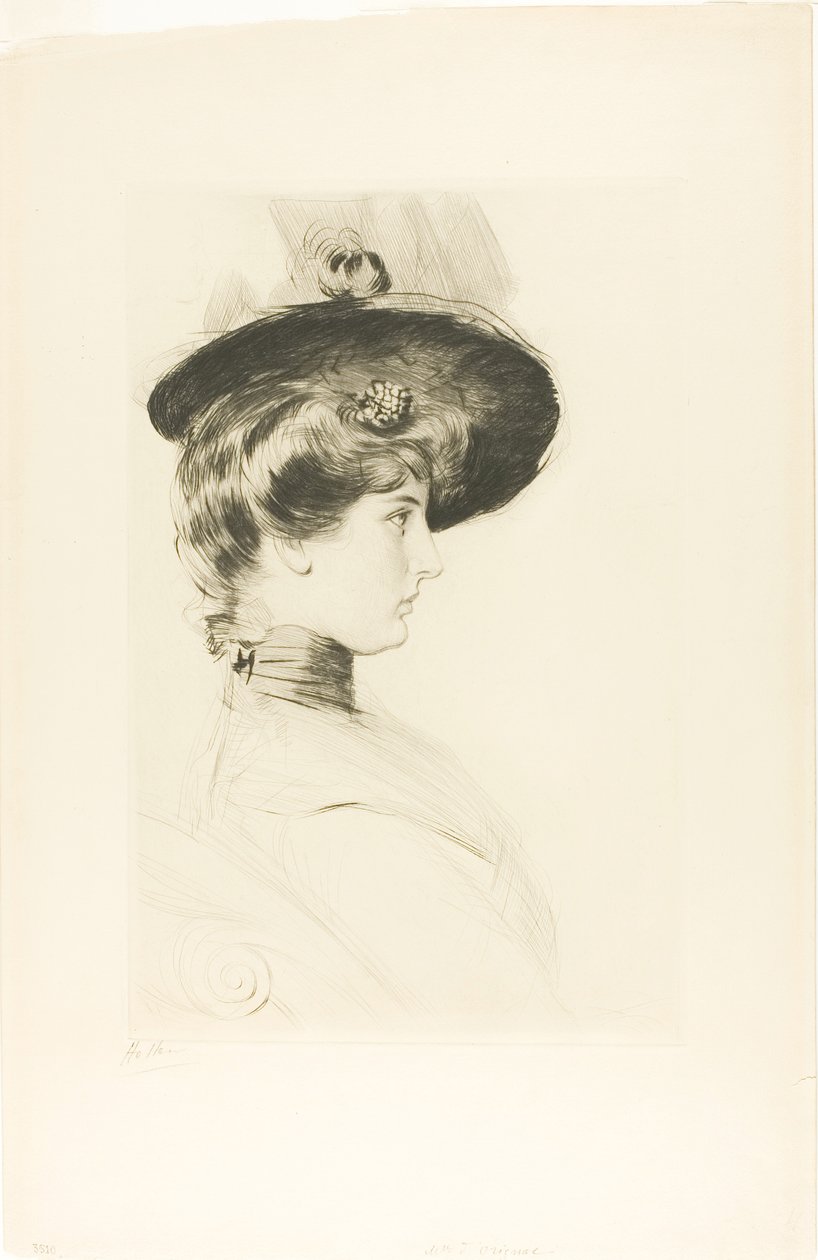 Portret kobiety w kapeluszu (Madame Letellier) autorstwa Paul Cesar Helleu