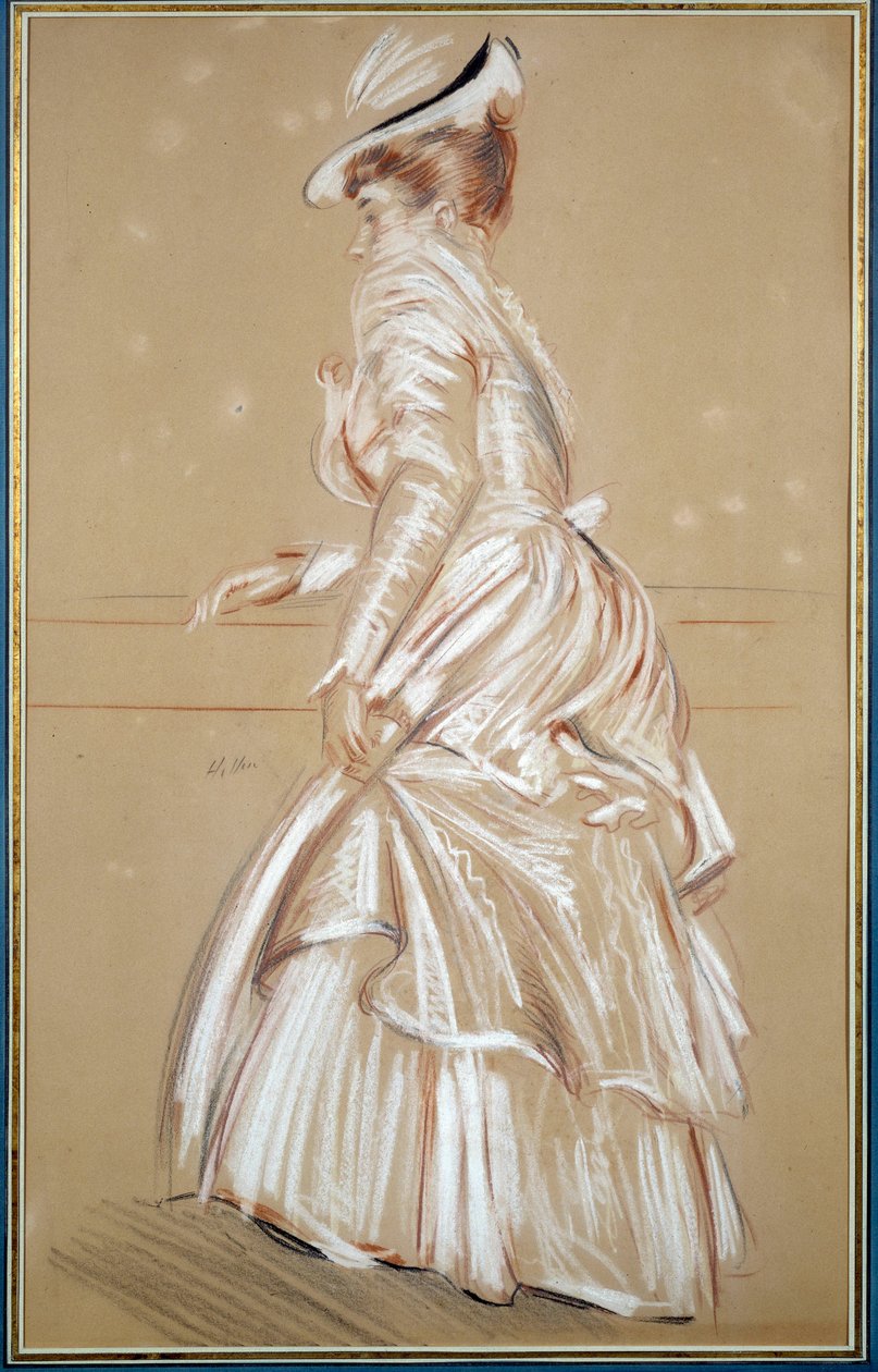 Portret kobiety w bieli. Rysunek Paula Helleu (1859 - 1927), XX wiek. Bayonne, Muzeum Bonnat autorstwa Paul Cesar Helleu