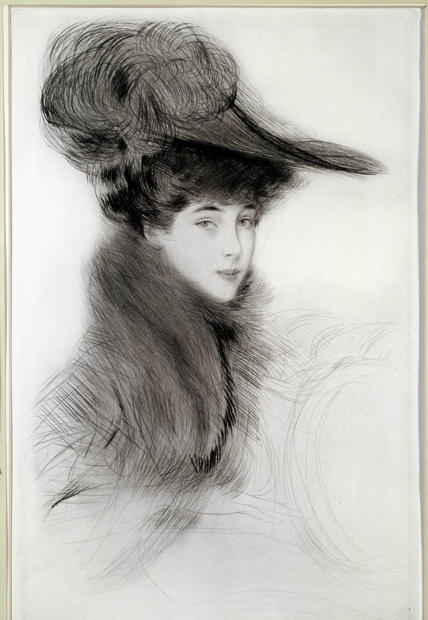 Portret księżnej Malborough. Rysunek Paula Helleu (1859-1927), XX wiek. Bayonne, Muzeum Bonnat autorstwa Paul Cesar Helleu