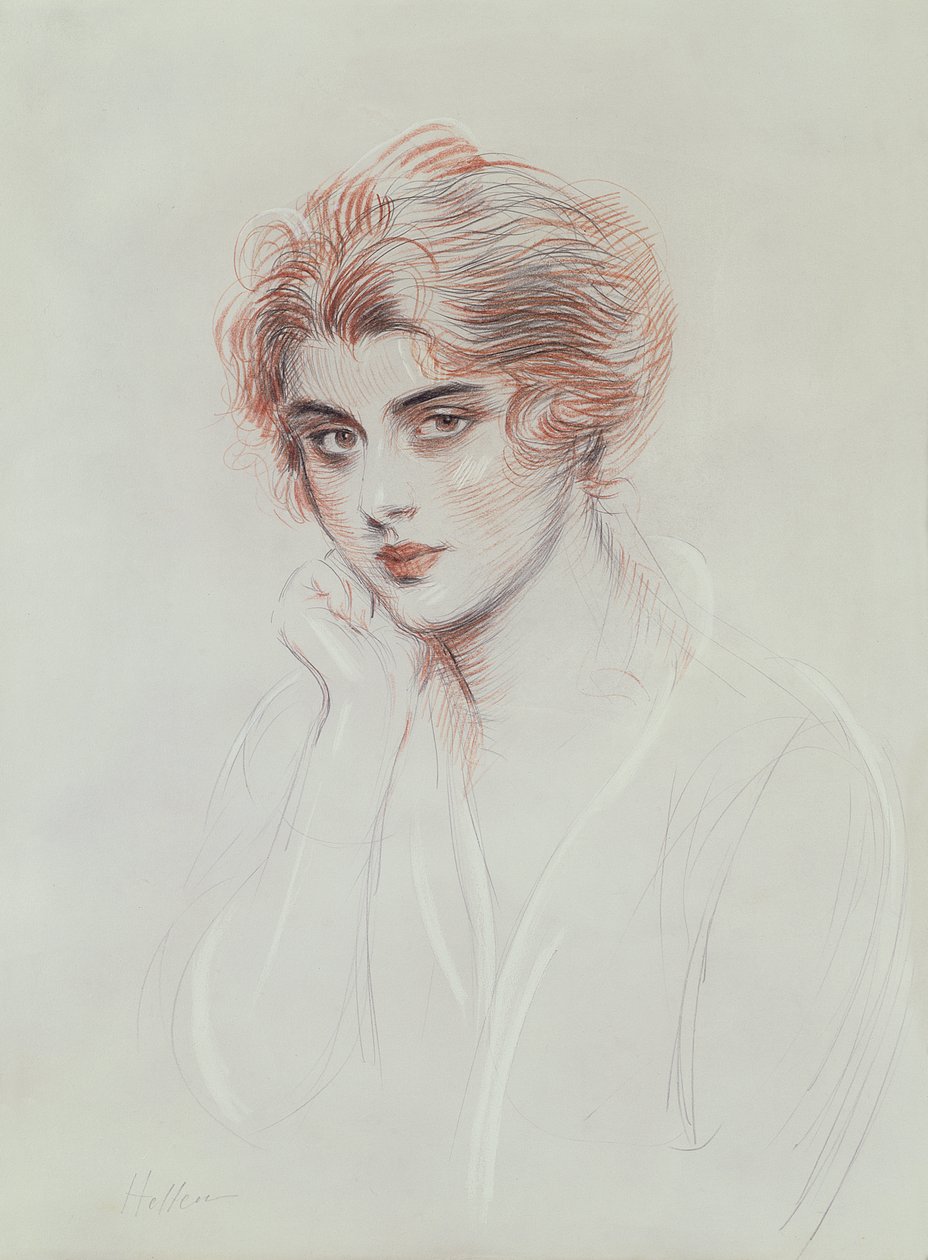 Córka Artysty (kolorowa kredka na papierze) autorstwa Paul Cesar Helleu