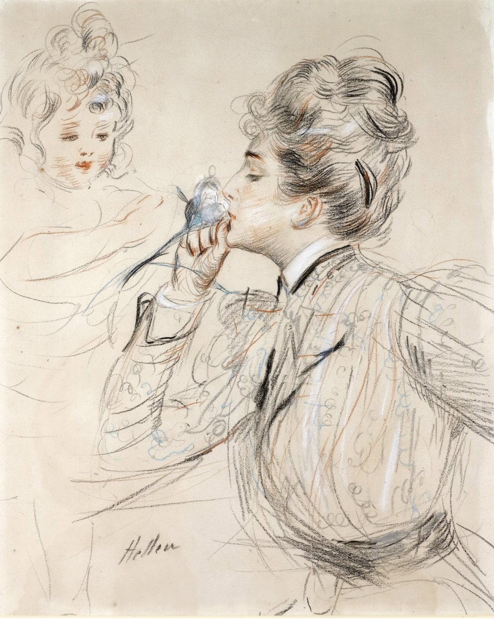 Perfumy (węgiel, pastel i sangwina na tekturze) autorstwa Paul Cesar Helleu