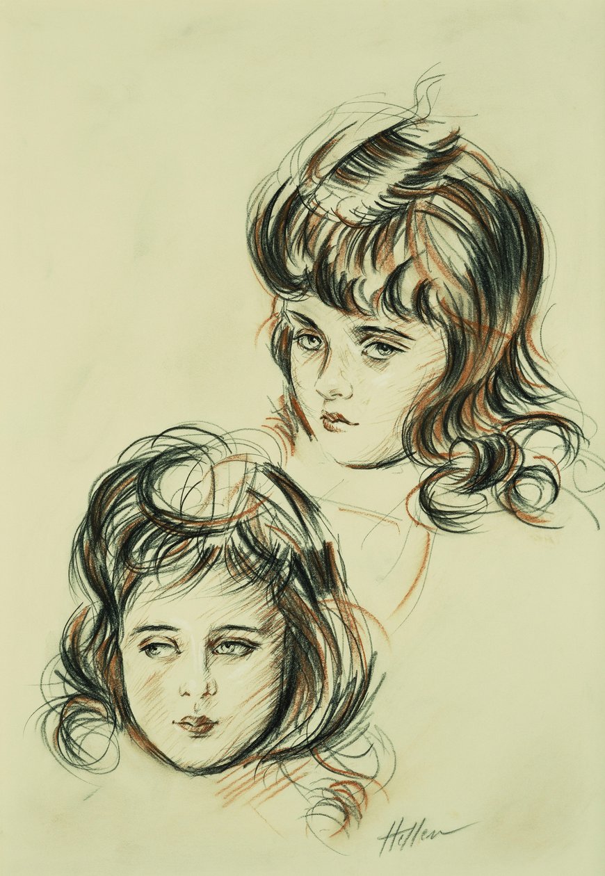 Dwa etiudy Ellen, córki artysty, autorstwa Paul Cesar Helleu
