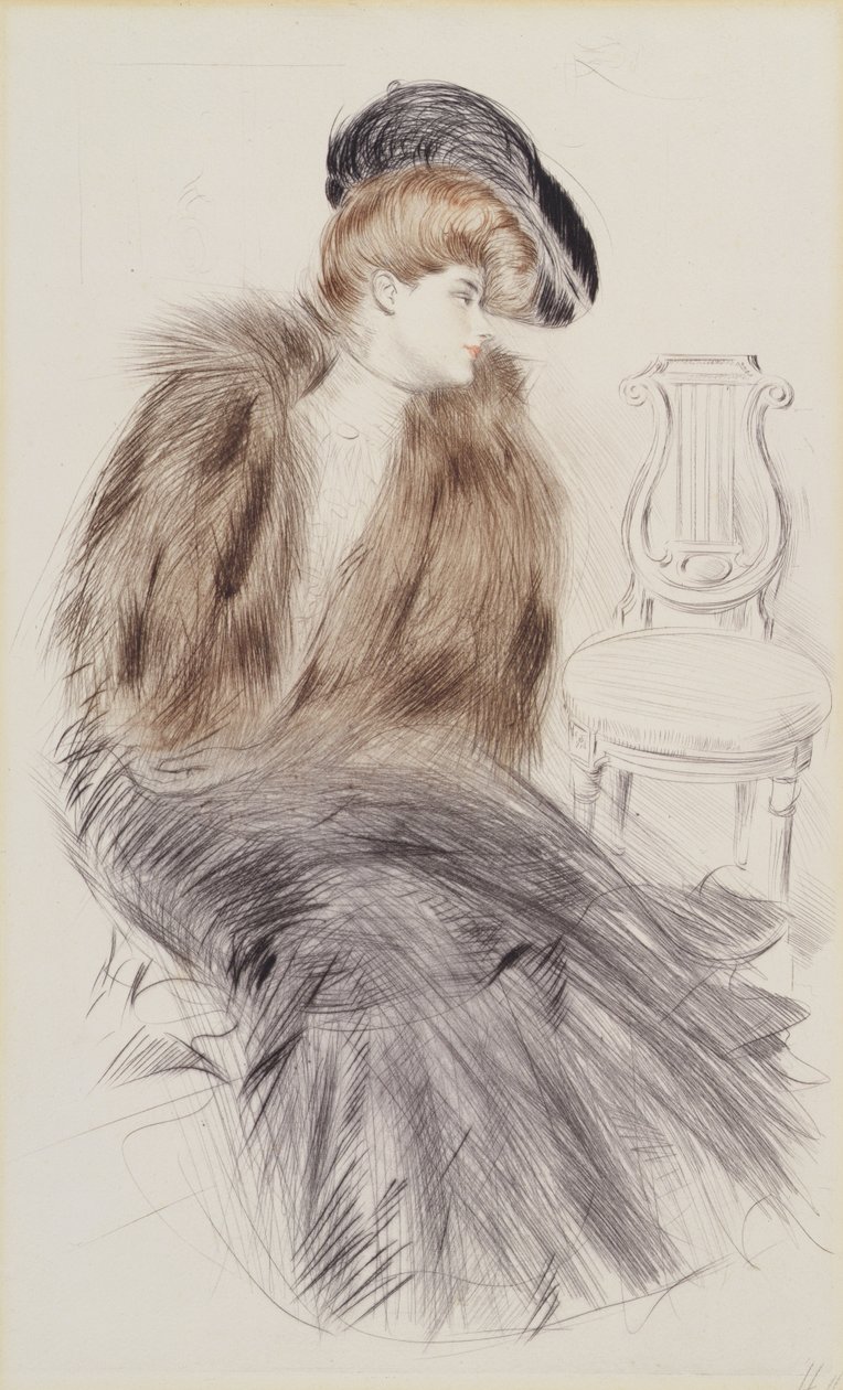Siedząca kobieta, ok. 1895 (sucha igła na papierze) autorstwa Paul Cesar Helleu