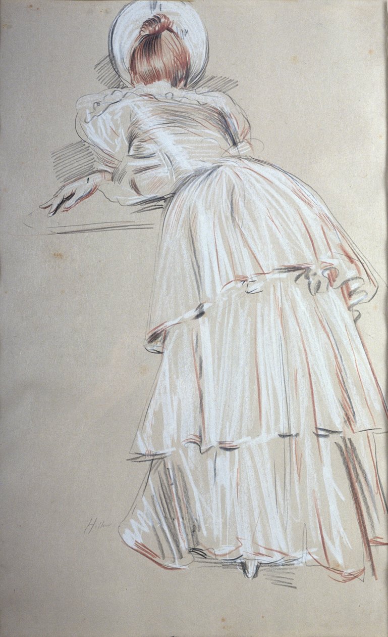 Kobieta stojąca pochylona od tyłu (pastel) autorstwa Paul Cesar Helleu
