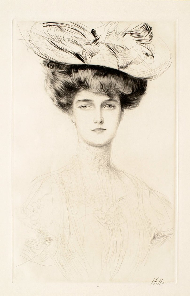 Junge Frau mit Hut autorstwa Paul Cesar Helleu