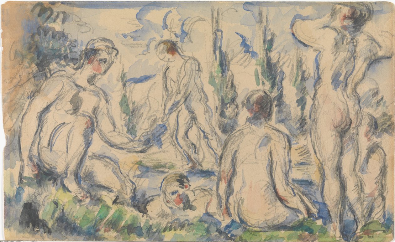 Kąpiący się (awers); Pejzaż (rewers) autorstwa Paul Cézanne