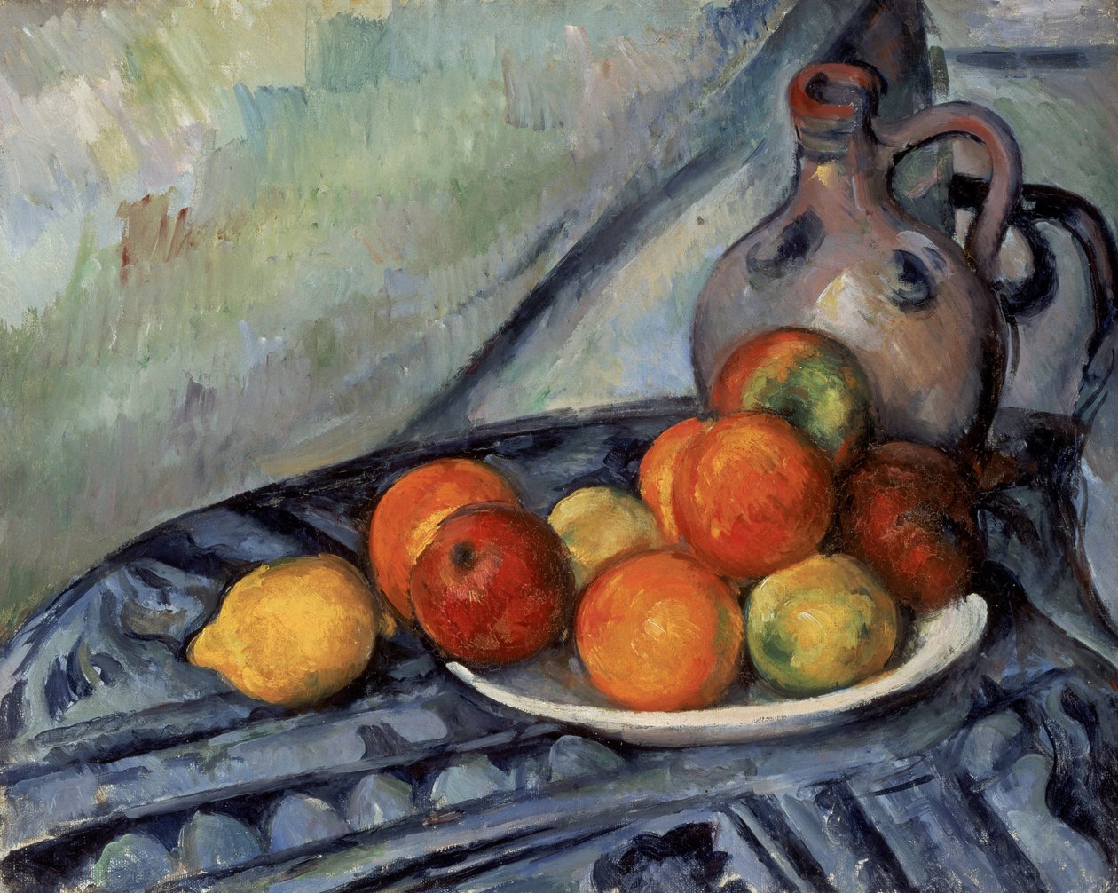 Owoce i dzban na stole autorstwa Paul Cézanne